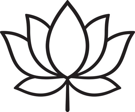 Lotus flower line art icon sacred padma for durga puja festival vector illustration