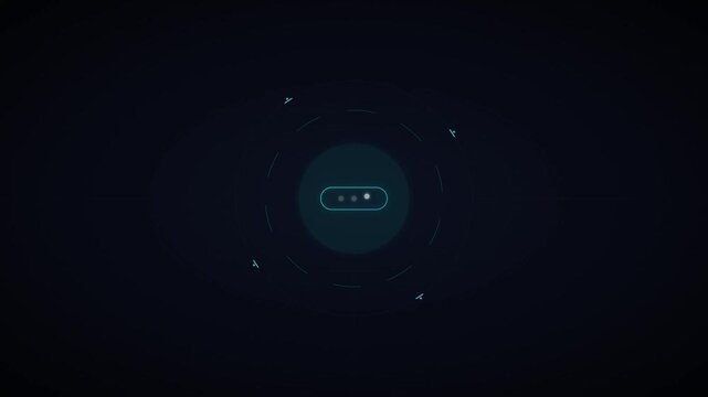 Futuristic hud loading progress and success checkmark animation loop on dark cyberpunk background interface