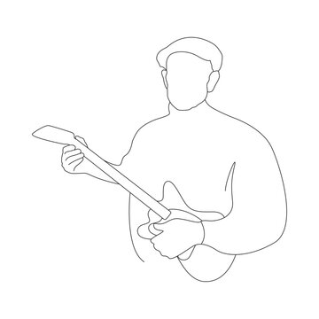 Faceless Musician Playing Guitar Line Art Vector Illustration in AI EPS SVG PNG