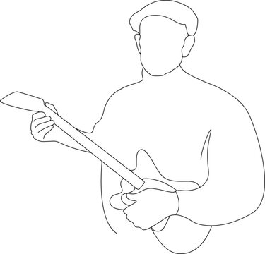 Faceless Musician Playing Guitar Line Art Vector Illustration in AI EPS SVG PNG