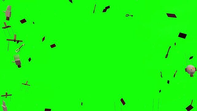 Halloween Theme Elements Floating And Rotating On Green Screen Background Chroma Key For Compositing Video Production