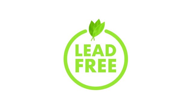 Animated lead free green stamp icon symbol