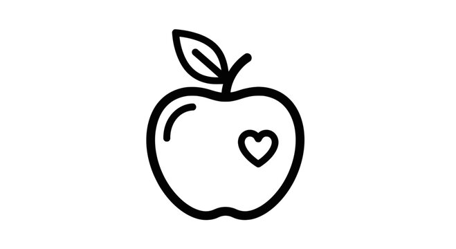 Apple Heart Icon Outline Vector