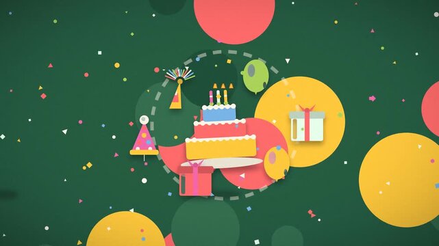 Elephant celebrates a birthday with a tiered cake and colorful confetti animal celebration party confetti frosting