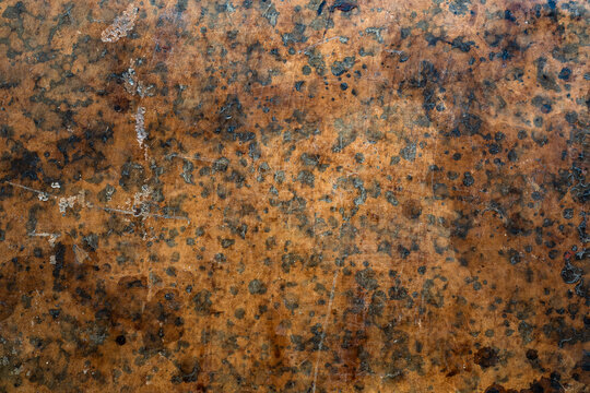 Old leather background. Fragment of a leather cover of an old book from the 18th century. Retro background on the theme of vintage, history, antiques.