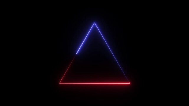 Neon triangles pulse with changing colors against a dark background