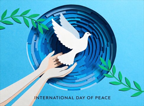 International Day of Peace Dove and Olive Branches.