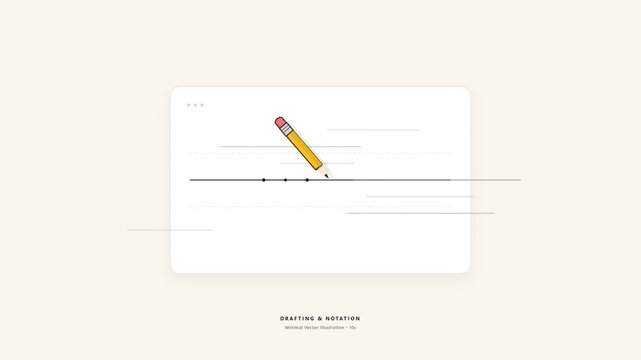 Minimalist animation of a pencil drawing dots and lines on white paper