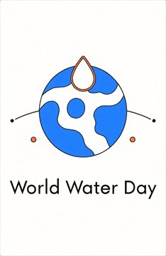 World Water Day Logo Design With Globe And Water Drop.