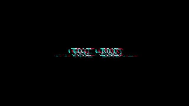 Retro vhs glitch the end text animation on black background