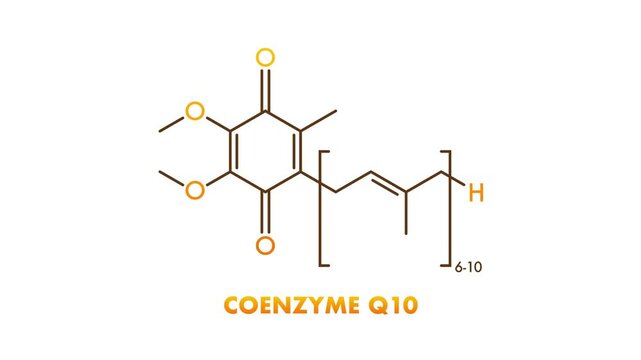 Coenzyme Q10 chemical molecule structure animation
