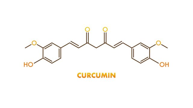 Curcumin chemical formula animation building molecule