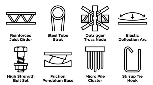 Structural steel and foundation building construction details with structural construction building engineering foundation connection mechanical components industrial architecture deflection