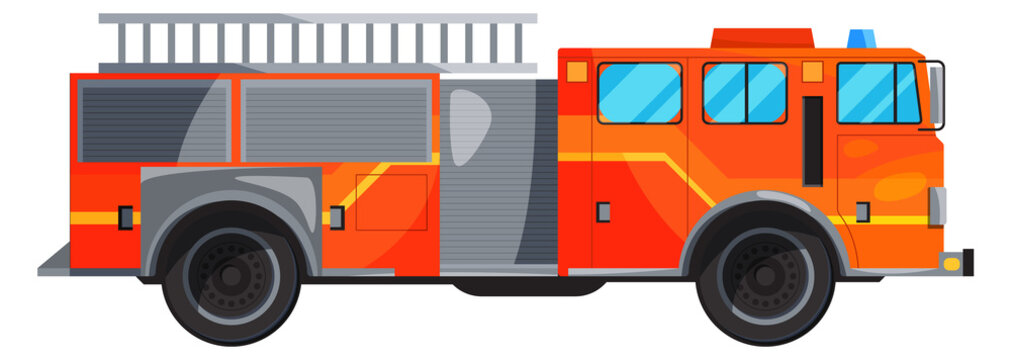 A red fire truck with a ladder on top