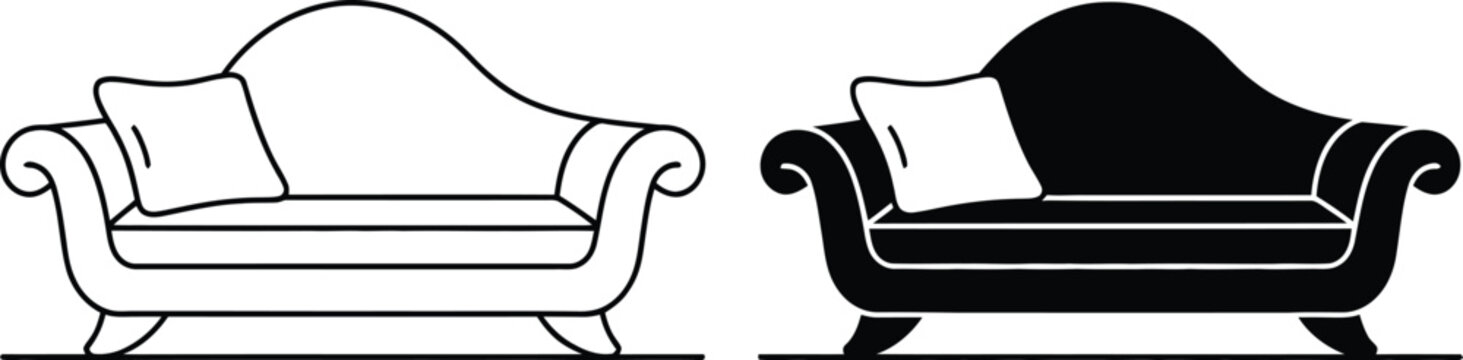 Classic luxury sofa with cushion vector illustration