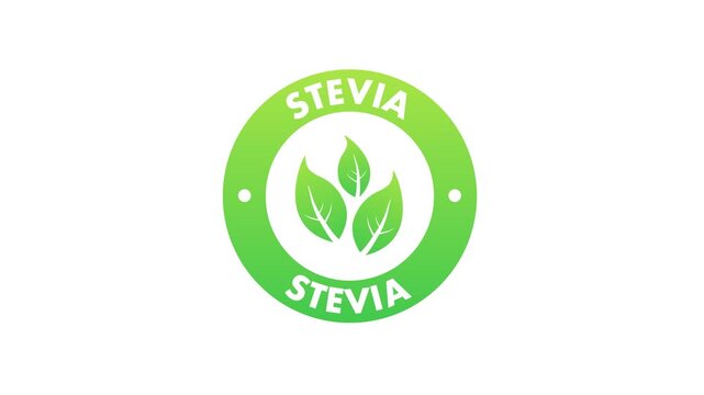 Animated stevia icon with leaves and text animation