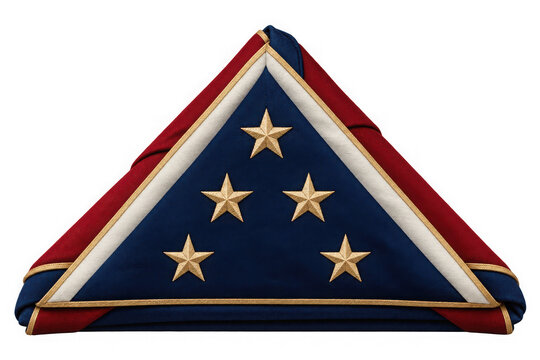 Folded american flag triangle shape isolated on transparent