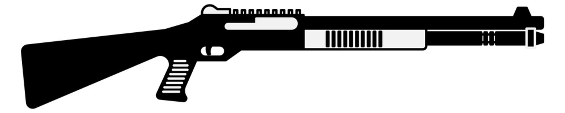 A black and white image of a gun