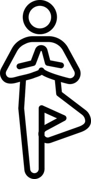 Figure in tree pose with hands pressed together in prayer during meditation Isolated on transparent background