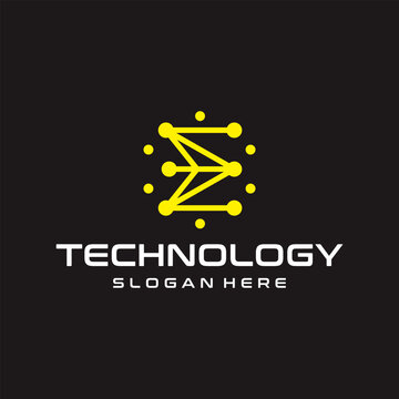 Abstract technology logo design with connecting dots and lines.