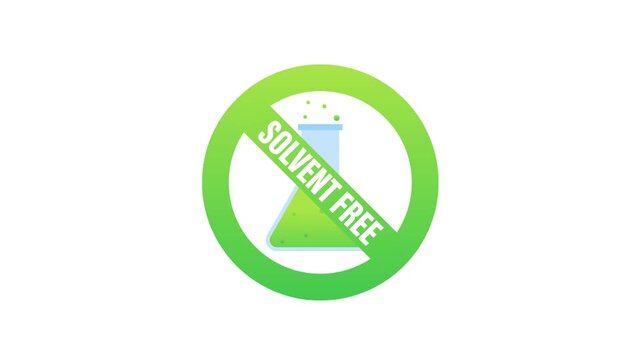 Animated green solvent free icon for product labeling