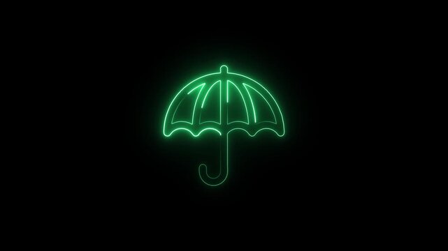 Umbrella outline animation glows with protective lines on dark. Weather precipitation safety confirms with umbrella. Security defense concepts.An open umbrella for rain protection and weather cover.