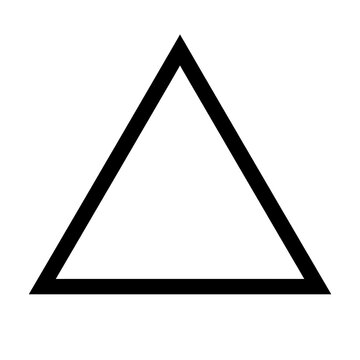 Simple black triangle outline isolated on a plain white background