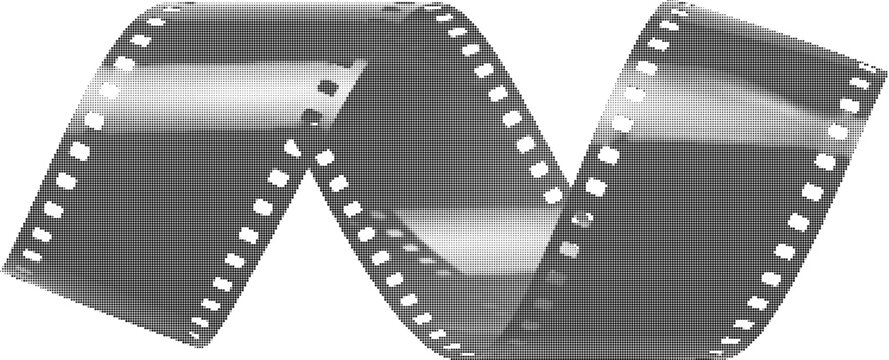 Film strip wavy shape retro halftone dot texture black and white collage element for movie design vintage cinema concept