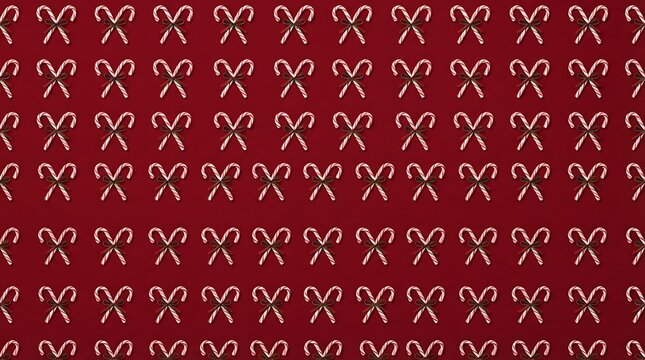 Classic red candy cane pattern with festive ribbon for christmas holiday backdrop.