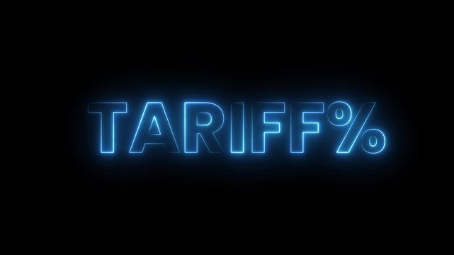 Glowing neon tariff text animation on black background. motion graphics of neon text concept