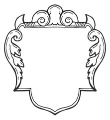 Obraz premium A white frame with a design of leaves and a crown