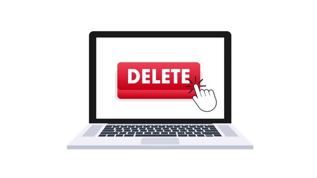 Hand cursor clicking the delete button animation