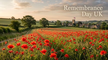 Fototapeta premium Remembrance day in the united kingdom honoring the fallen reflecting on sacrifice and commemorating peace with poppies in a vibrant field