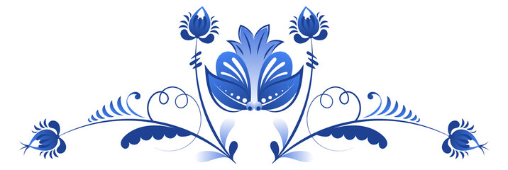 A blue and white floral design with a blue flower in the center © ONYXprj