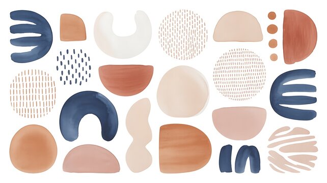 Abstract geometric shapes in warm and cool tones