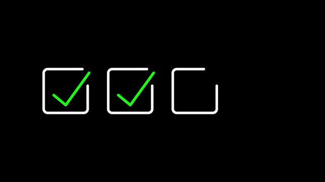 Checkmarks appear on smartphone screens indicating progress or completion