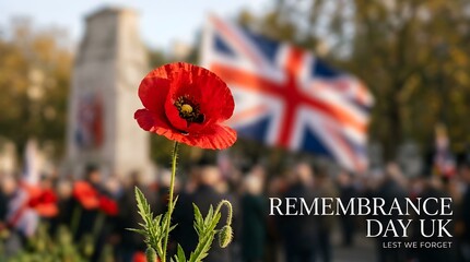 Fototapeta premium Remembering the fallen a poignant remembrance day scene in the uk honoring veterans and sacrifices made for peace and freedom with a