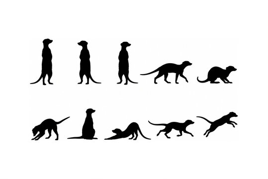 A series of black silhouettes showing the evolution from a walking human to various stages of a quadruped animal, illustrating biological development and change over time.