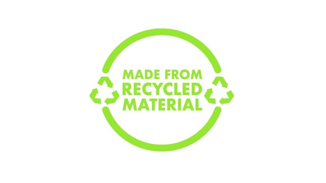 Made from recycled material animated badge appearing