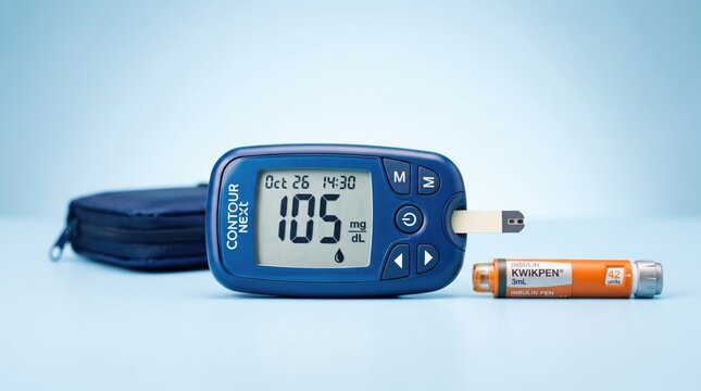 A blue geiger counter is shown measuring radiation levels with a single battery positioned closely on a pale neutral colored flat surface