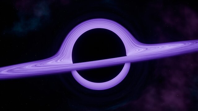 Black hole accretion violet edge space cosmic gravity astronomy universe ideal for presentation backgrounds web headers social media posts music covers brochures and digital design projects