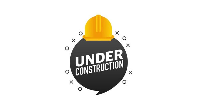 Animated under construction sign with helmet