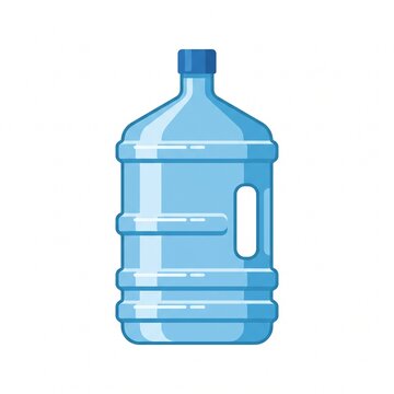 Minimalist flat vector illustration of a large plastic water gallon bottle isolated on a white background. Clean icon for drinking water, office cooler refill, and hydration concepts.