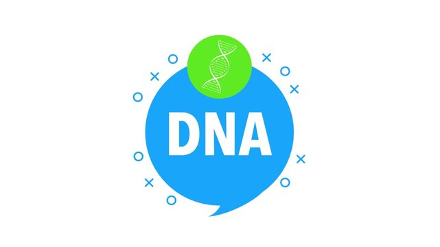 Animated DNA icon in a speech bubble animation