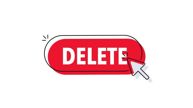 Animated delete button with cursor click animation
