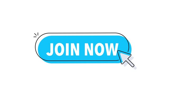 Animated join now button with cursor clicking for user interface