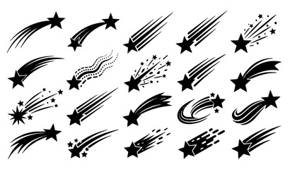 SEO Title: Shooting Stars and Comet Tail Vector Icon Set © Humayrajannat