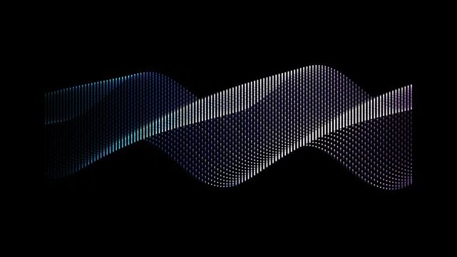 Quantum lattice wave made of flowing translucent mesh ribbons on black