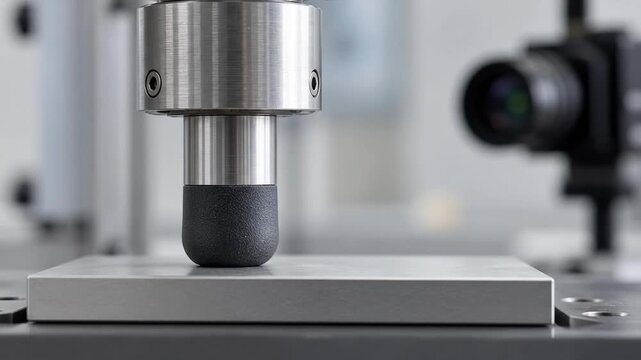Elastomer tactile sensor pressing against a test plate