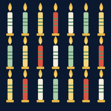Repeating candle stripe pattern in festive colours flat vector illustration